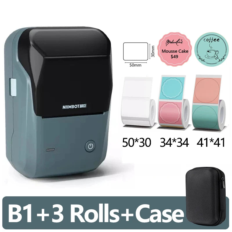 Mini Label Thermal Printer Niimbot B1 Portable Self-Adhesive Printer For Stickers Round Labels Rolls UV Tag Bluetooth Printer