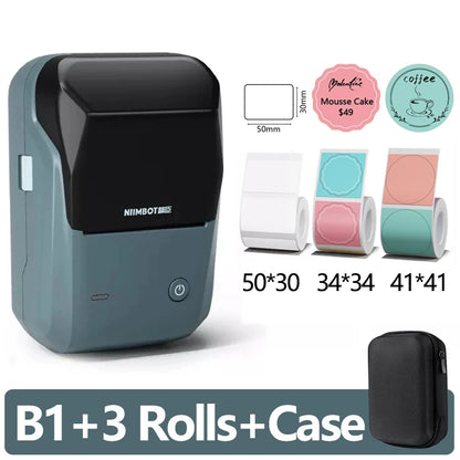 Mini Label Thermal Printer Niimbot B1 Portable Self-Adhesive Printer For Stickers Round Labels Rolls UV Tag Bluetooth Printer