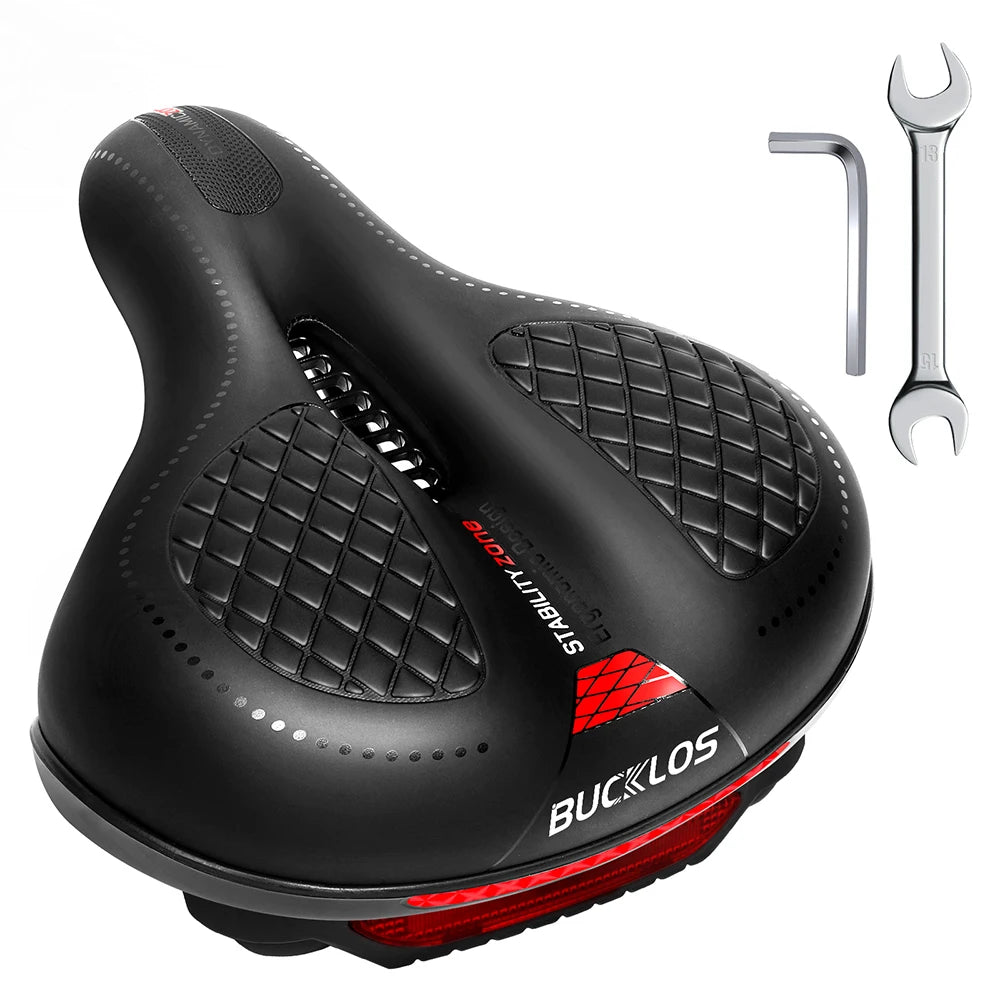 BUCKLOS Bike Saddle with Light Widen Big Pad Bicycle Seat Cushion Comfortable Ergonimic MTB Road Bike Chair Hollow Design Seat