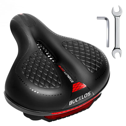 BUCKLOS Bike Saddle with Light Widen Big Pad Bicycle Seat Cushion Comfortable Ergonimic MTB Road Bike Chair Hollow Design Seat