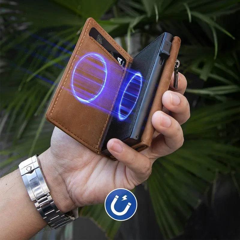 YATBEST Men's RFID Wallet – Ultra-Thin Tri-Fold Zipper Coin & Card Holder