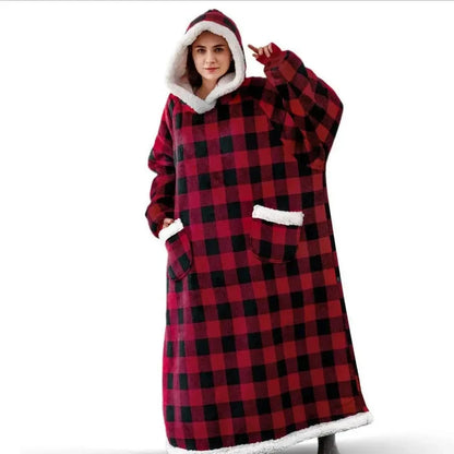 2024 Winter Oversized Flannel Hoodie Blanket | Unisex Giant TV Fleece Wearable Robe