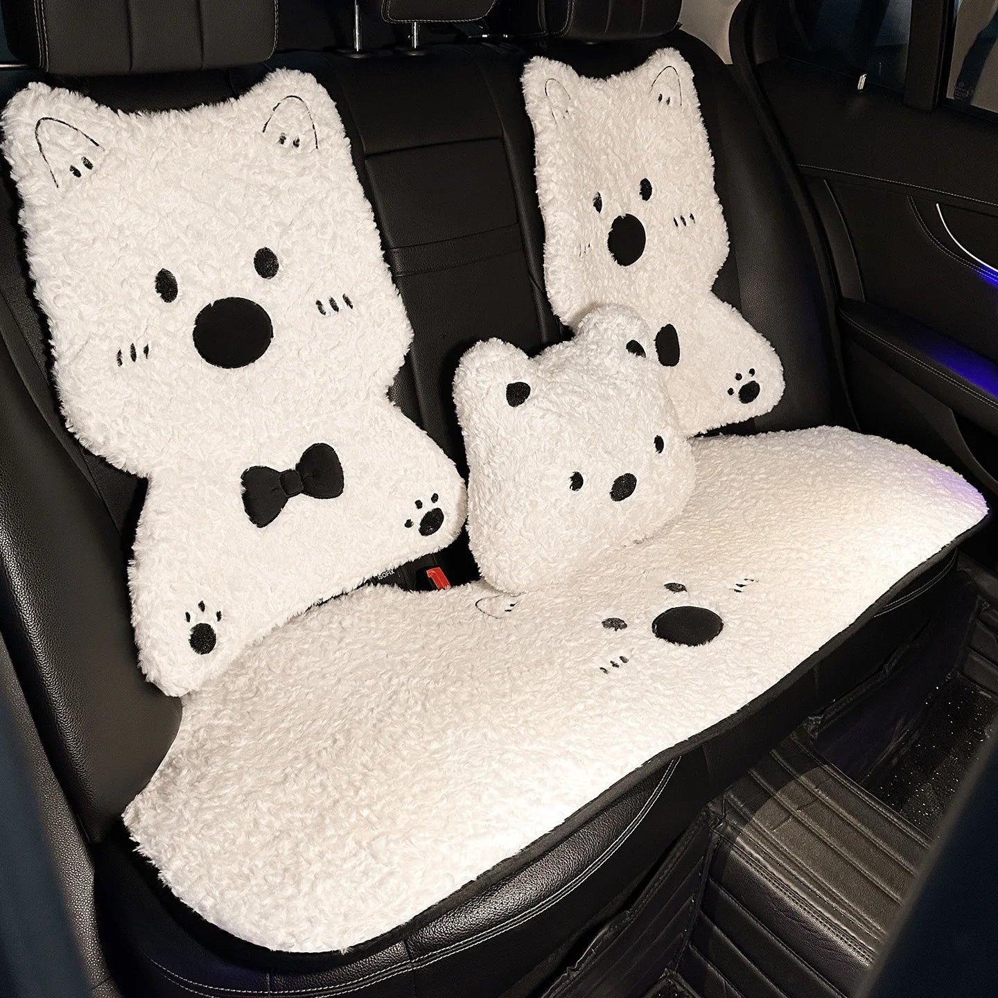 New Winter Plush Car Seat Cover for Dogs Westie Dog Pattern Thickened Warm Pet Car Mat, Universal Fit for Most Vehicles