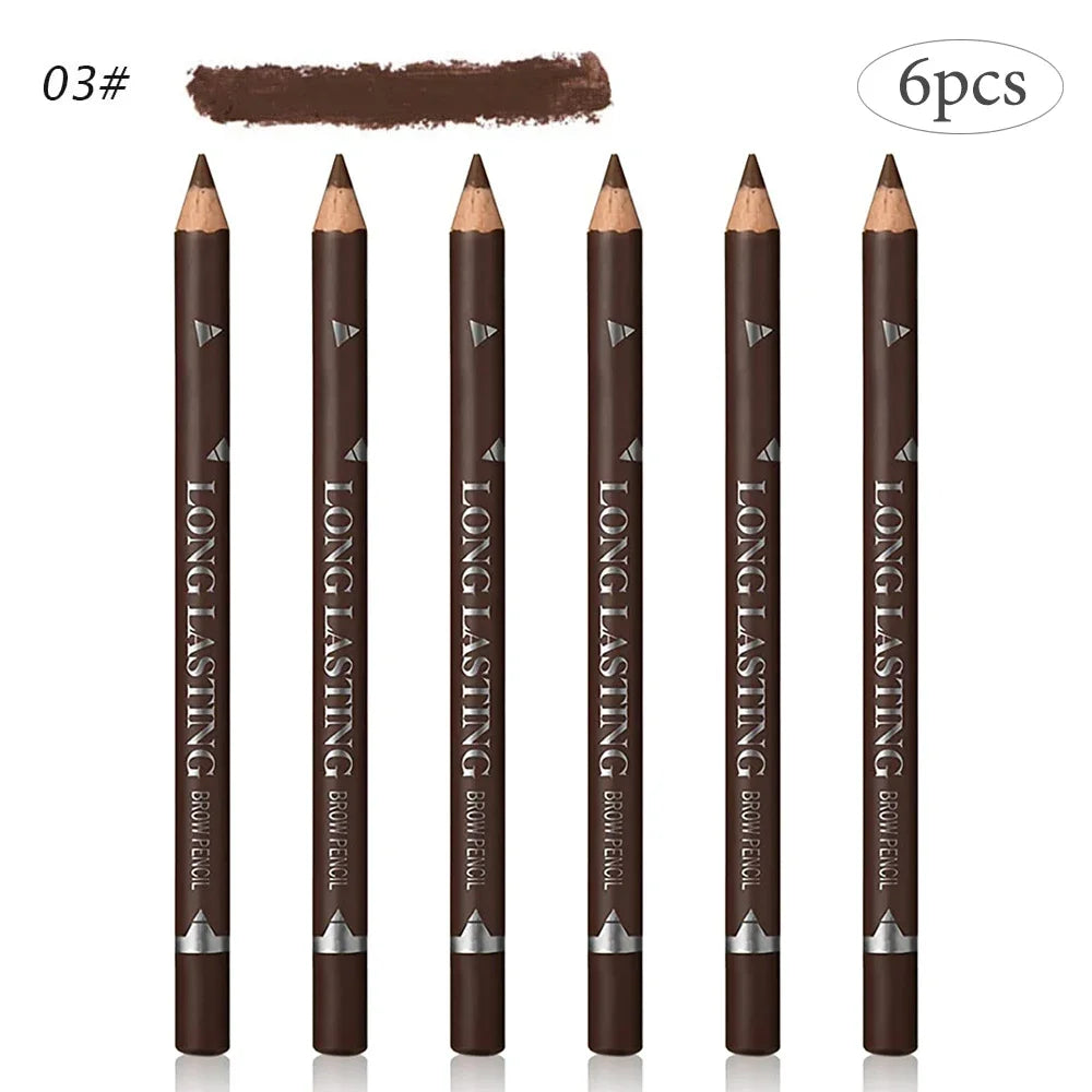6/12-Piece Waterproof Eyebrow Pencil Set – Natural Black & Brown Shades for Beginners & Professionals