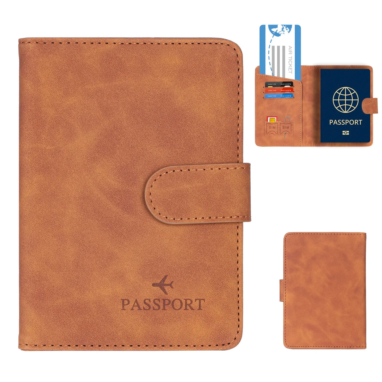 RFID Passport Holder Cover Wallet – Leather Travel Card Case for Men & Women