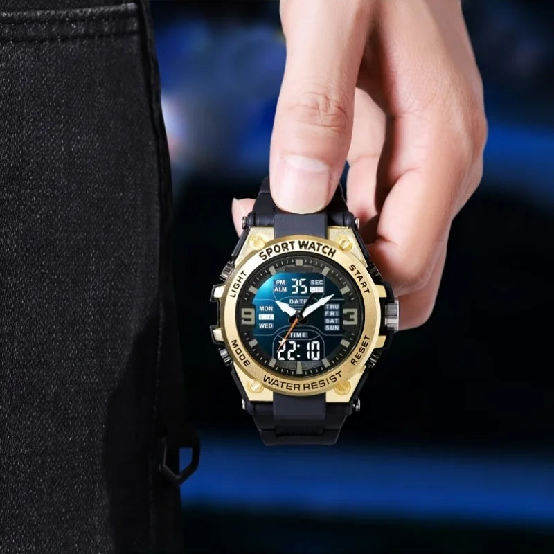 Men's Digital Sports Watch Alarm Chronograph Timer Date Alloy Case Outdoor Watch