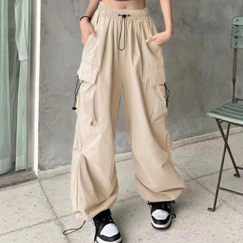 Retro Cargo Pants Women Fashion Streetwear High Waist Thin Casual Sweatpants Harajuku Sports Pants Woman Clothes Trousers Mujer