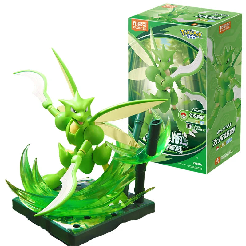 Original Blokees Pokemon Pikachu Scyther Snorlax Lucario Charizard Greninja Meowscarada Ceruledge Building Blocks Anime Doll Toy