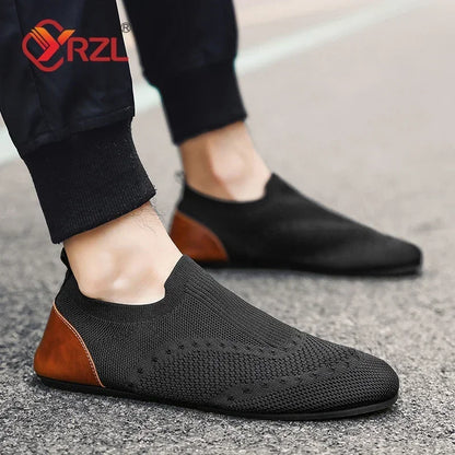 YRZL Loafers Men Soft Driving Moccasins High Quality Flats Male Walking Shoes Breathable Mesh Casual Loafers Slip on Mens Shoes