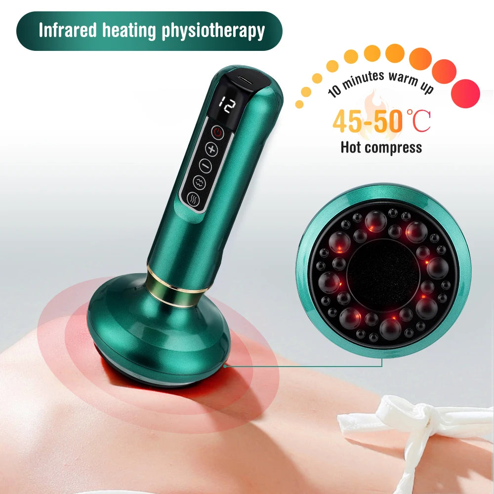 Smart Body Massage Suction Vacuum Cupping Device 6/12 Levels Anti Cellulite Heating Cans Back Guasha Scarping Chinese Meridian
