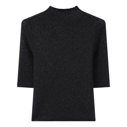 BY3521265 Women's Superfine Merino Wool Knit Top Half Sleeve Crew Neck Slim Fit Pullover Sweater