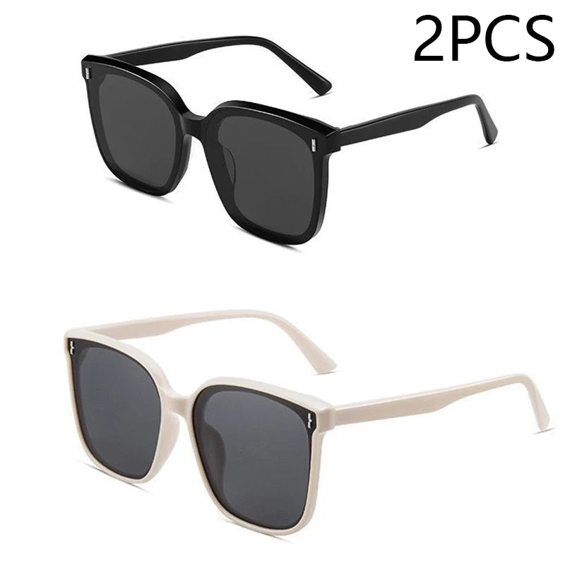 Korean Fashion Black Square Sunglasses Unisex UV400 Trendy Street Style Eyewear