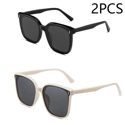 Korean Fashion Black Square Sunglasses Unisex UV400 Trendy Street Style Eyewear