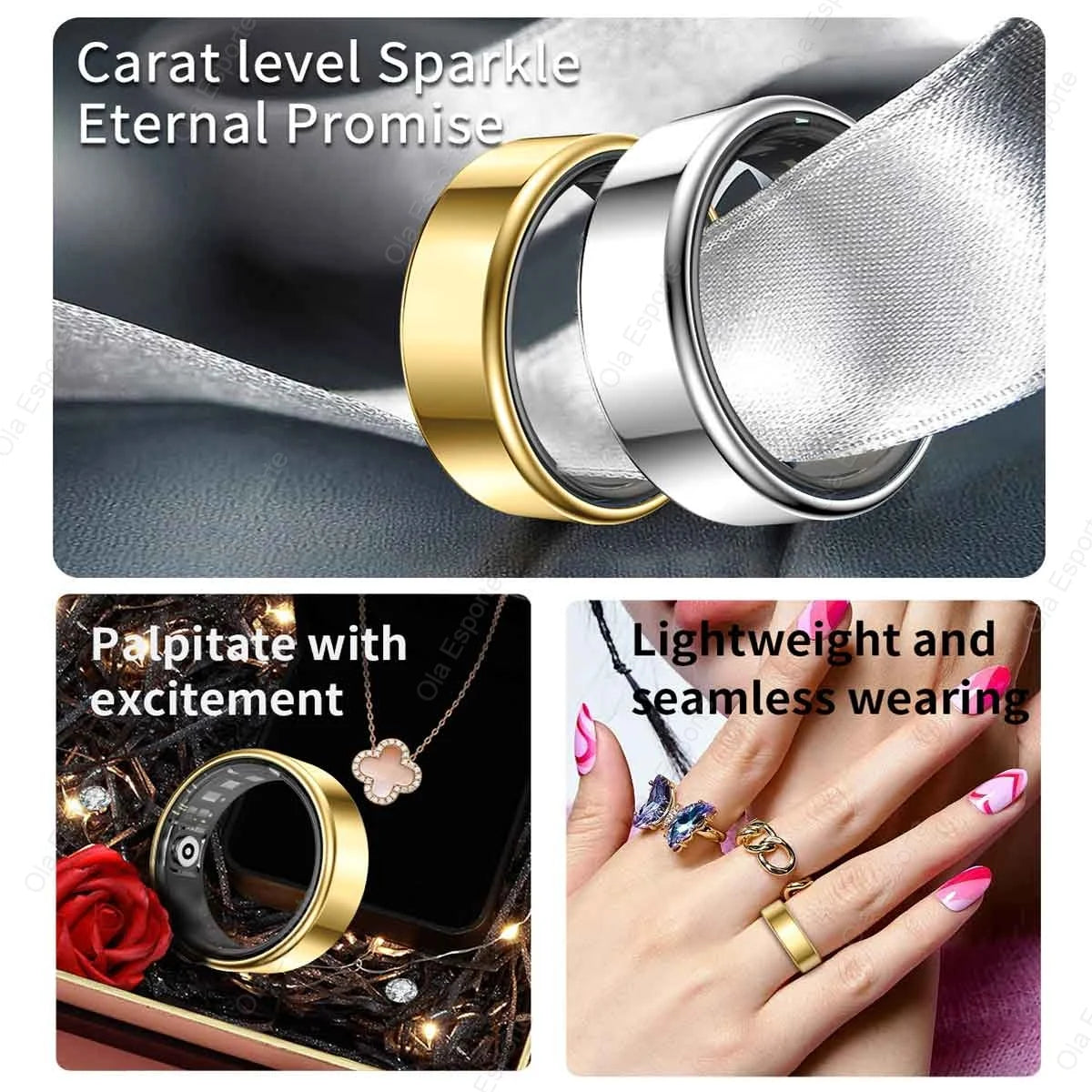 2025 New Smart Ring Men Women, Heart Rate and Blood Oxygen Monitor Smartring IP68 5ATM Waterproof, Multi-sport Mode Finger Ring