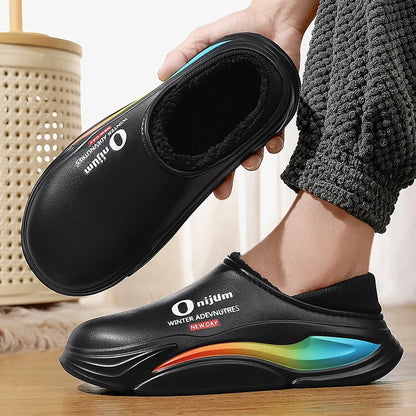 Men Shoes Winter New Keep Warm Plush EVA Waterproof Indoor Outdoor Walking Slippers Unisex Men Women Size 36-45