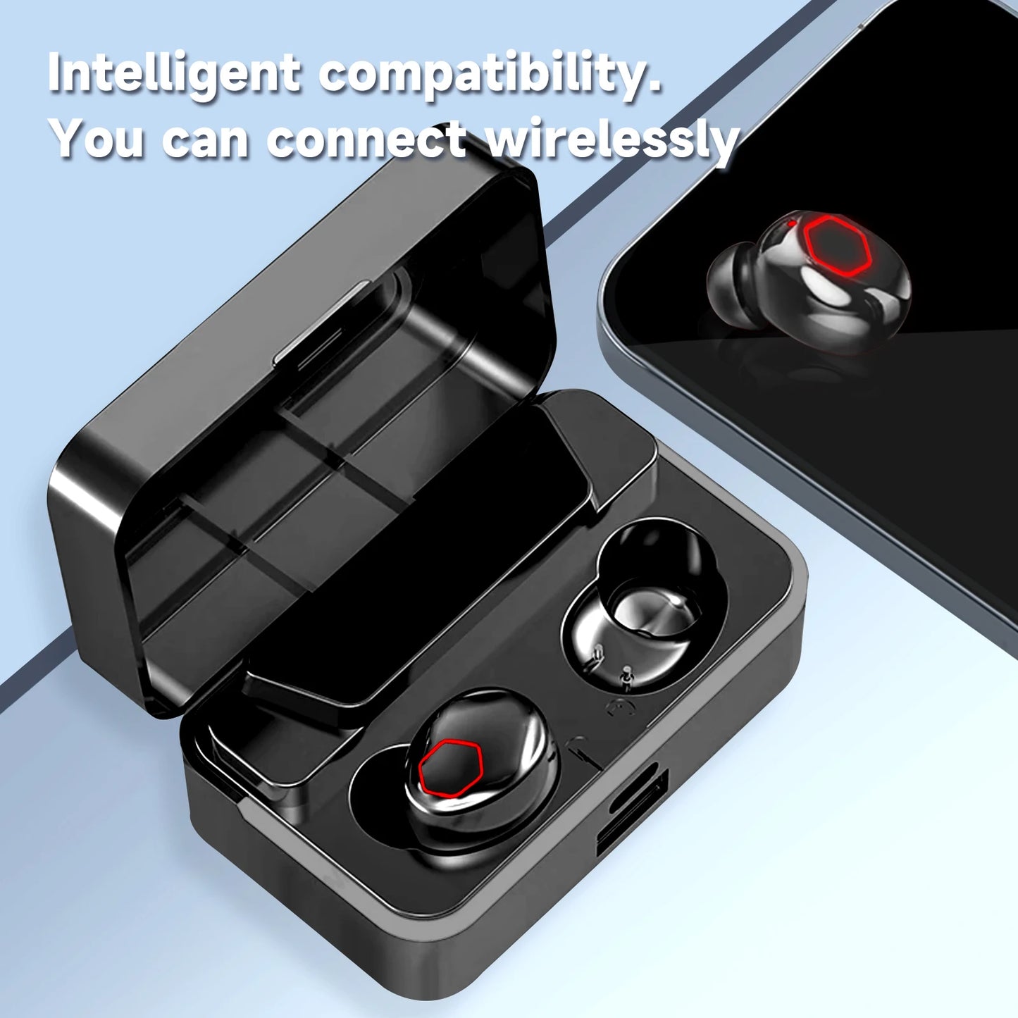 2025 New M48pro Bluetooth Headset Binaural Mirror Digital Display Slipcover Design Ultra Long Life Music Headset