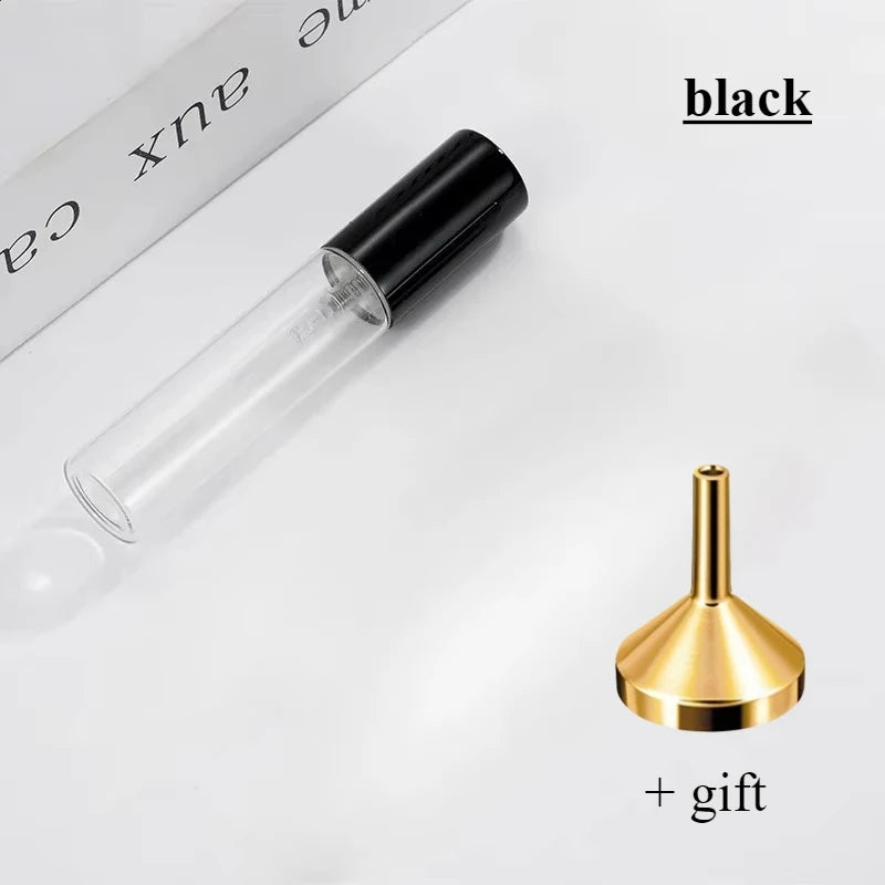 10-5PCS 5ML/10ML/15ML Refillable Portable Glass Perfume Bottle Empty Cosmetics Bottle Sample Test Tube Travel Cosmetic Tool Set