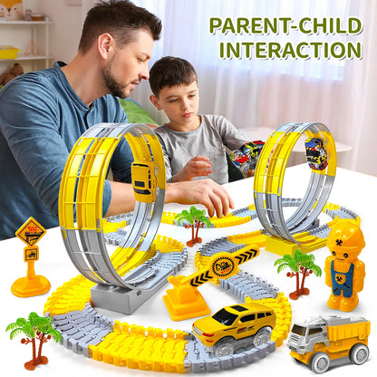 Children Electric Magical Flexible Track Toy Car Engineering Car Kids Educational Toys Train Toys for Children Birthday Gift