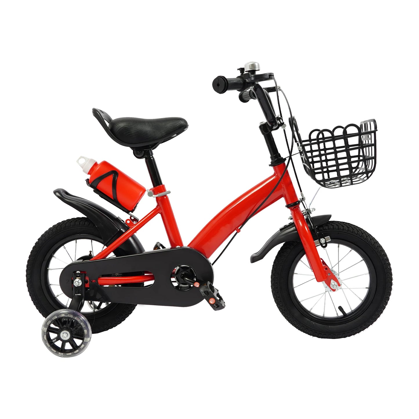 Bicicleta infantil de 30 cm com rodas, suporte para garrafa e cesto | Bicicleta de criança azul/vermelha/rosa para 2 a 5 anos