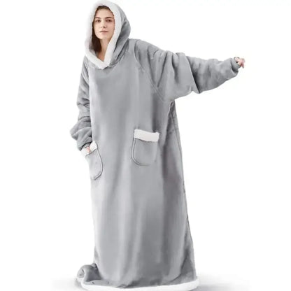 2024 Winter Oversized Flannel Hoodie Blanket | Unisex Giant TV Fleece Wearable Robe