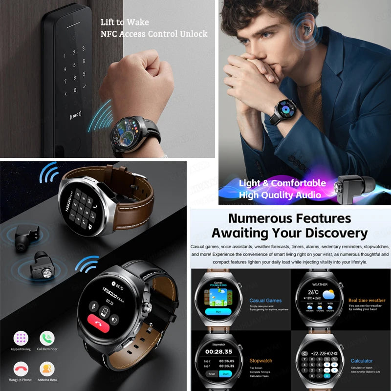 For Man Women New 2 in 1 Smart Watch With Earbuds Smartwatch TWS Bluetooth Earphone Heart Rate Blood Oxygen Monitor Sports Watch