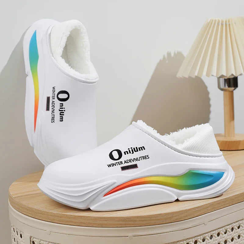 Men Shoes Winter New Keep Warm Plush EVA Waterproof Indoor Outdoor Walking Slippers Unisex Men Women Size 36-45