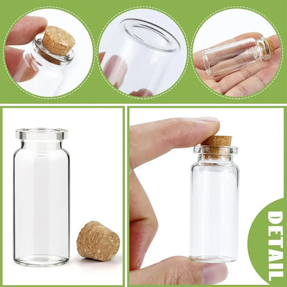 5Pcs Mini Clear Glass Bottles with Cork Stopper Wishing Drifting Bottles for Wedding Favors Party Decor DIY Craft Jars Vials