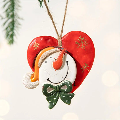Christmas Resin Pendant Retro Painted Santa Claus Snowmen Horse Xmas Tree Hang Toys Ornaments New Year Decor Kid Gift