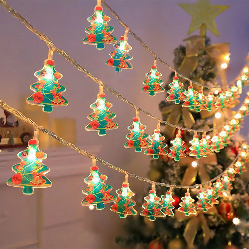 1.5M/3M Christmas LED Lights String,Santa Claus Snowman Hanging Lamp Fairy Light Garland,Christmas Home Decoration 2025