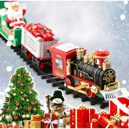 Christmas Train Christmas Tree Home Decoration2025 Ornaments Track Small Train Music Santa Claus Train Set Children Gift Xmas
