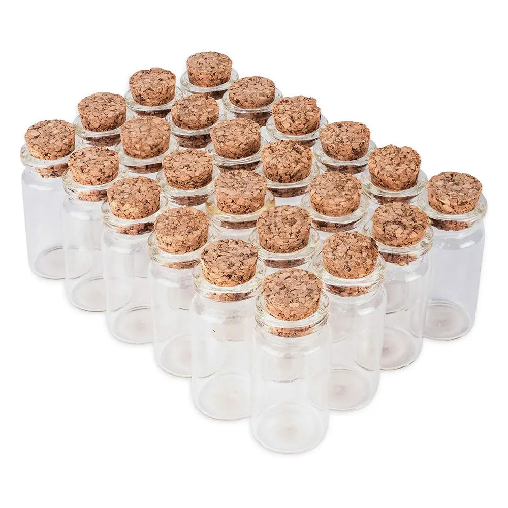 5Pcs Mini Clear Glass Bottles with Cork Stopper Wishing Drifting Bottles for Wedding Favors Party Decor DIY Craft Jars Vials