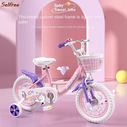 Bicicleta infantil dobrável para meninas de 3 a 6 anos, 7 a 10 anos, pedal para bebés, bicicleta de estrada para meninas, material de aço de alto carbono