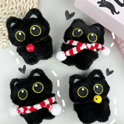Cute Black Cat Plush Doll Pendant Toy Cartoon Soft Plush Toy Keychain Car Key Backpack Bag Decoration Kawaii Gift For Boys Girls