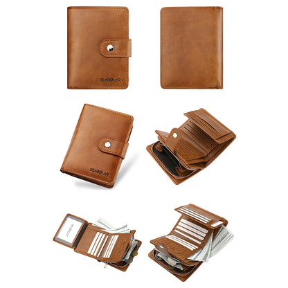 Men's Trifold Wallet Large Capacity Multi-Card Holder Money Clip Purse