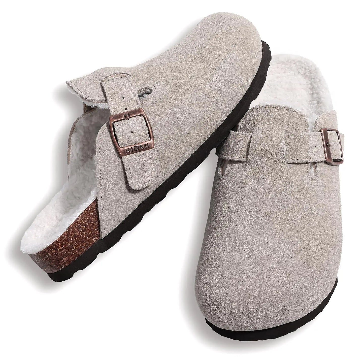 Bebealy Fashion Suede Clogs Slippers Women Clogs Slippers Cork Footbed Women Mules Nonslip Beach Sandals With Arch Support Slide
