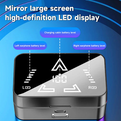 2025 New M48pro Bluetooth Headset Binaural Mirror Digital Display Slipcover Design Ultra Long Life Music Headset
