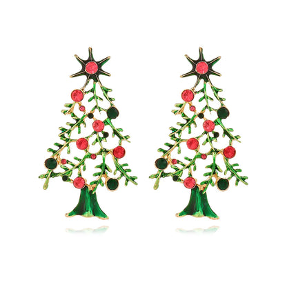 Christmas Jewelry Rhinestones Elk Earrings Christmas tree Drop Earrings for Woman Xmas Accessories Ear Studs Gifts