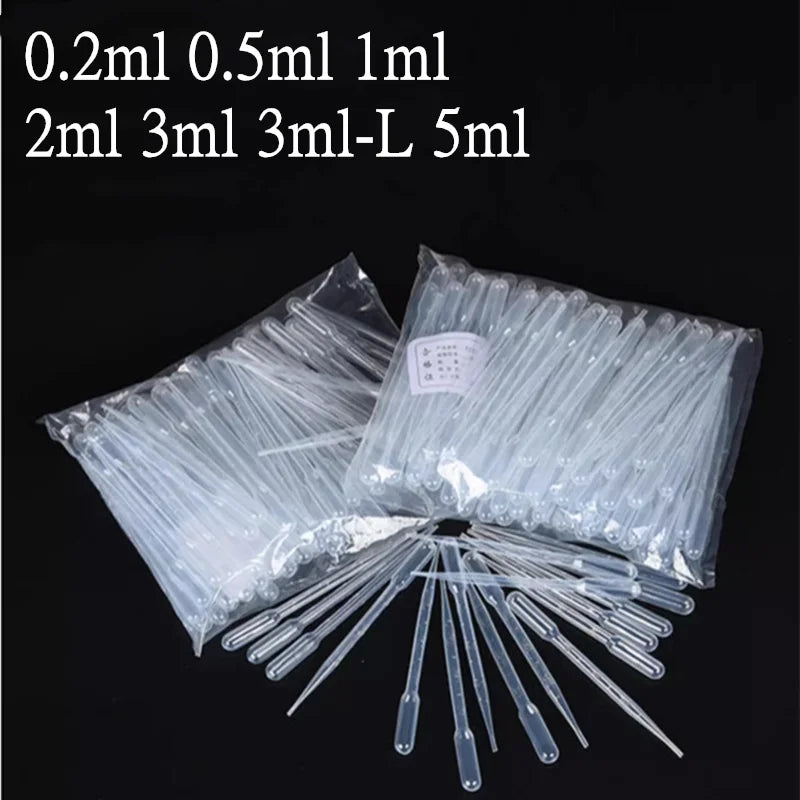 500pcs 1000pcs 2000pcs 0.2ml 0.5ml 1ml 2ml 3ml 5ml Transparent Plastic Pasteur Pipette Disposable Essential Oil Dropper