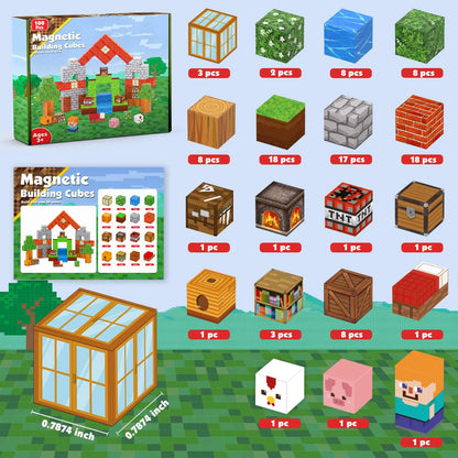 Magnetic Blocks 100PCS Magnetic Building Cube Game,Constructions Toys for Boys & Girls,STEM Montessori Stacking Toy for Children