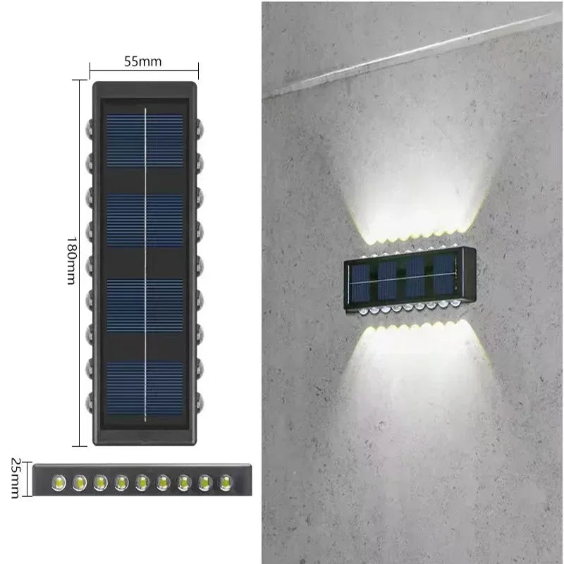 Solar Wall Lamp Outdoor Waterproof Solar Lights Up And Down Convex lens Lighting For Garden Street Landscape Balcony Outdoor Dec