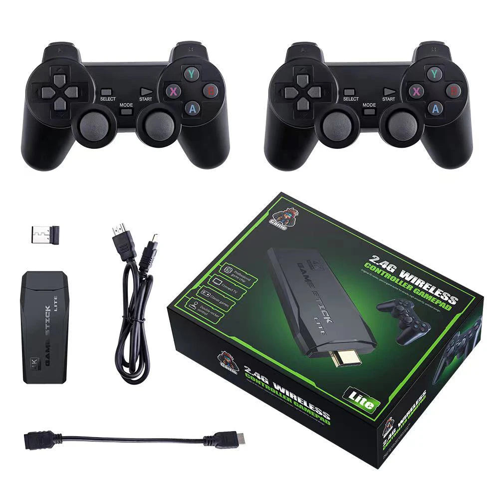 M8 4K Retro Game Console - 64GB HDMI TV Stick with 10,000+ Preloaded Games & Dual Wireless Controllers for PS1, N64, Dreamcast