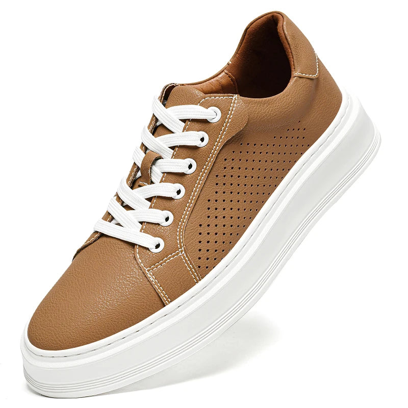 Genuine Leather Men's Summer Shoes Breathable Sneakers New Arrival Male Skateboard Footwear Versatile Trainers Tenis Masculino