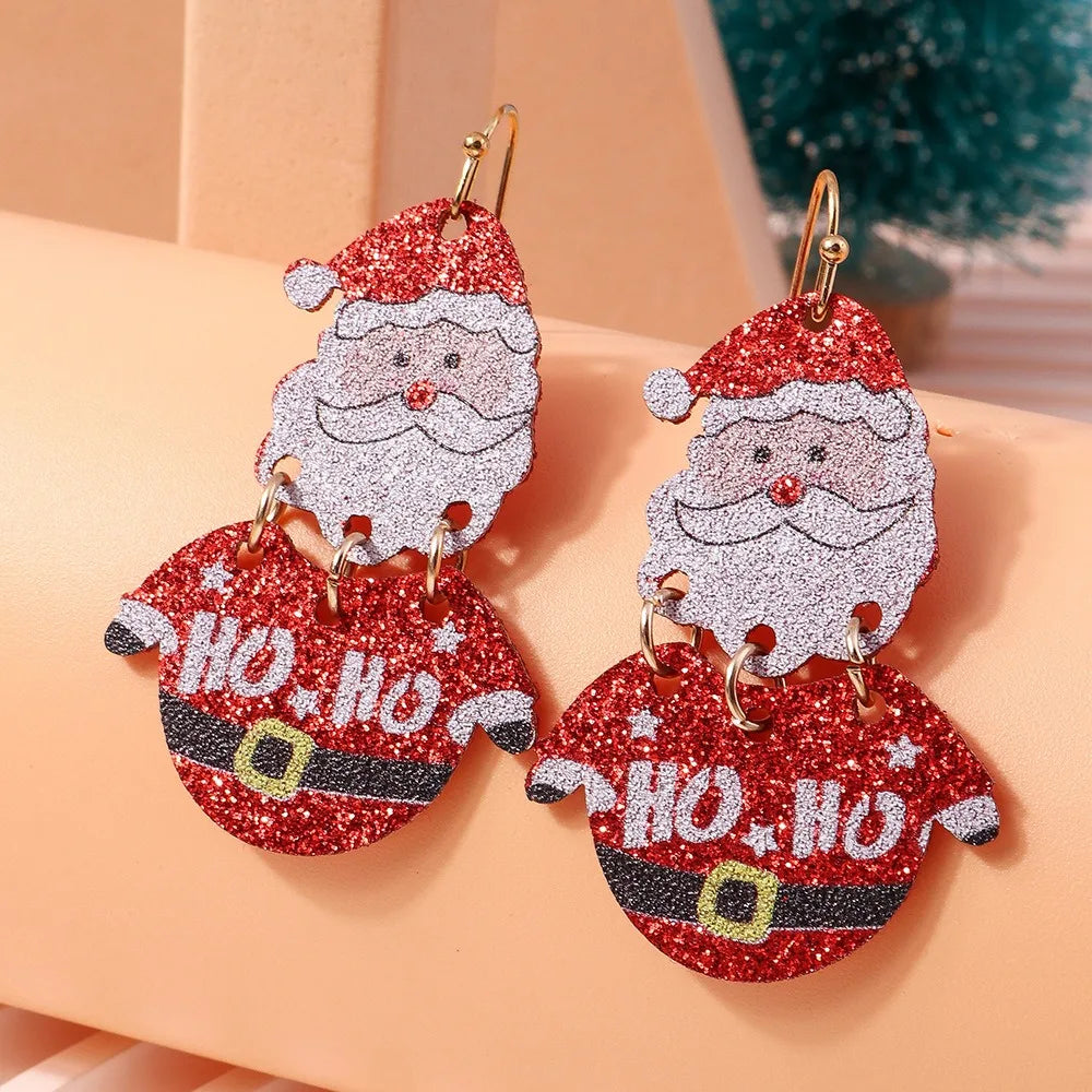 Merry Christmas Christmas Drop Earrings Xmas Tree Mix Styles New Year Earrings Decoration Alloy Wreath Circle Earrings Holiday