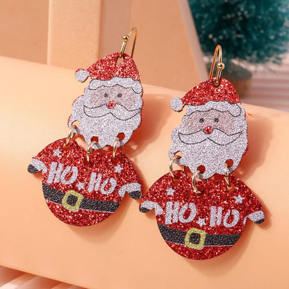 Merry Christmas Christmas Drop Earrings Xmas Tree Mix Styles New Year Earrings Decoration Alloy Wreath Circle Earrings Holiday