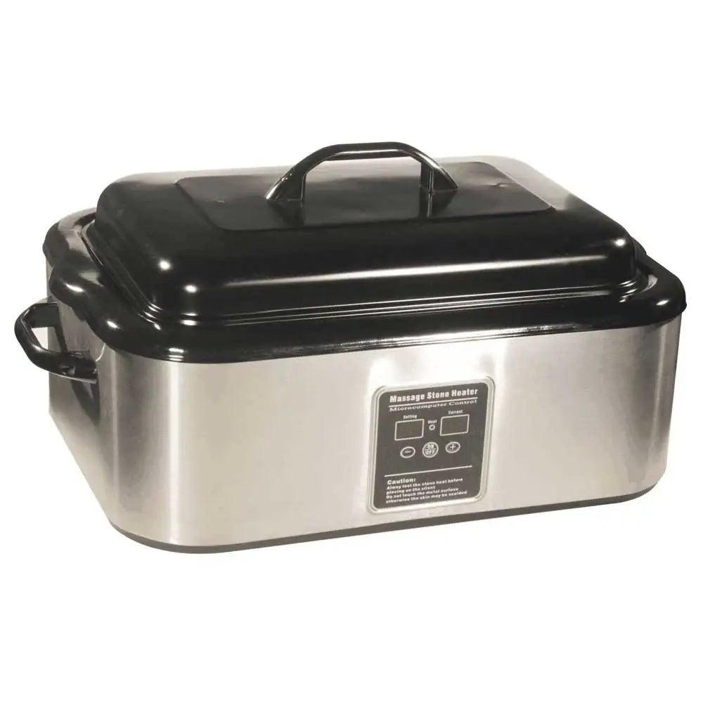 Hot Stone Massage Set with Heater Lava & Basalt Stones Round Spa Stress Relief Kit