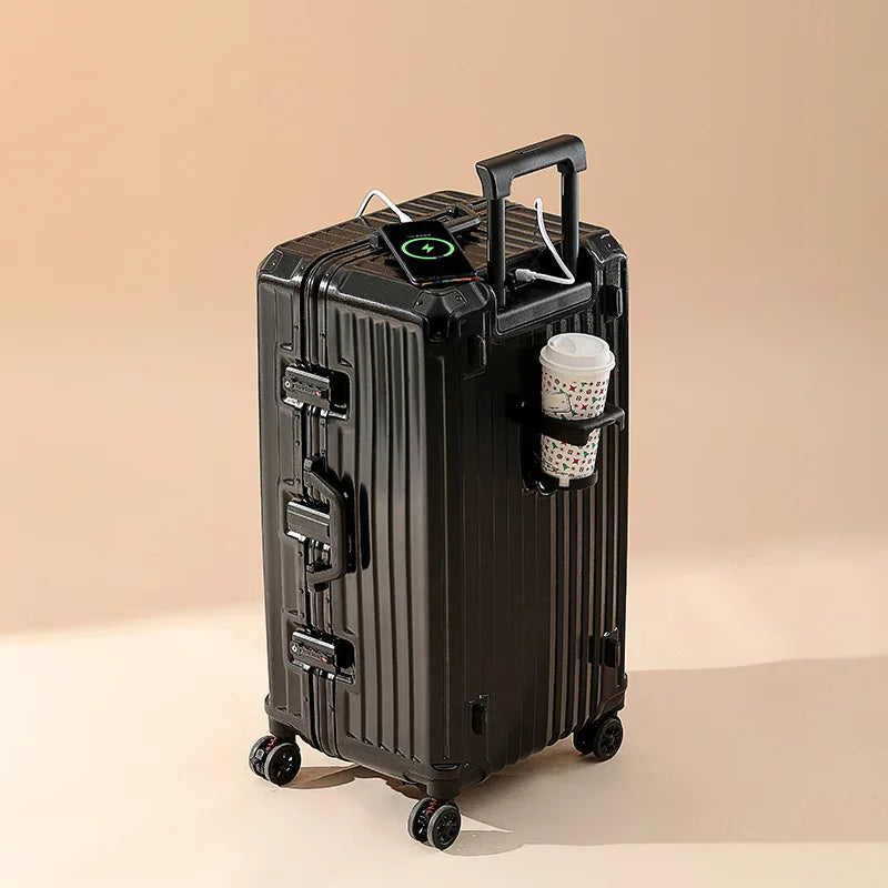 2024 New Durable Large Capacity Luggage Sets Suitcase USB Charging Men Carry-On Boarding Travel 24/26/28/30/34