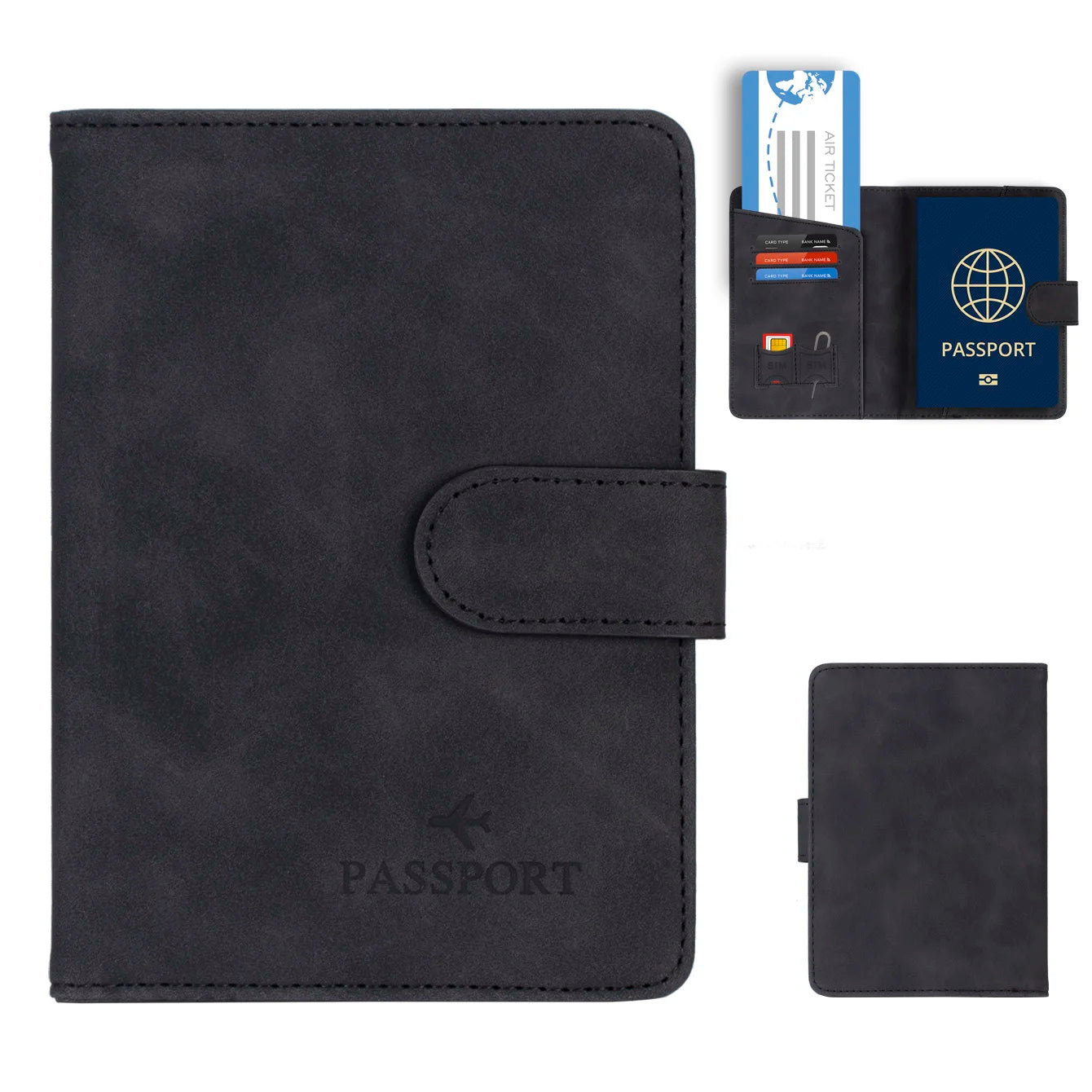 RFID Passport Holder Cover Wallet – Leather Travel Card Case for Men & Women
