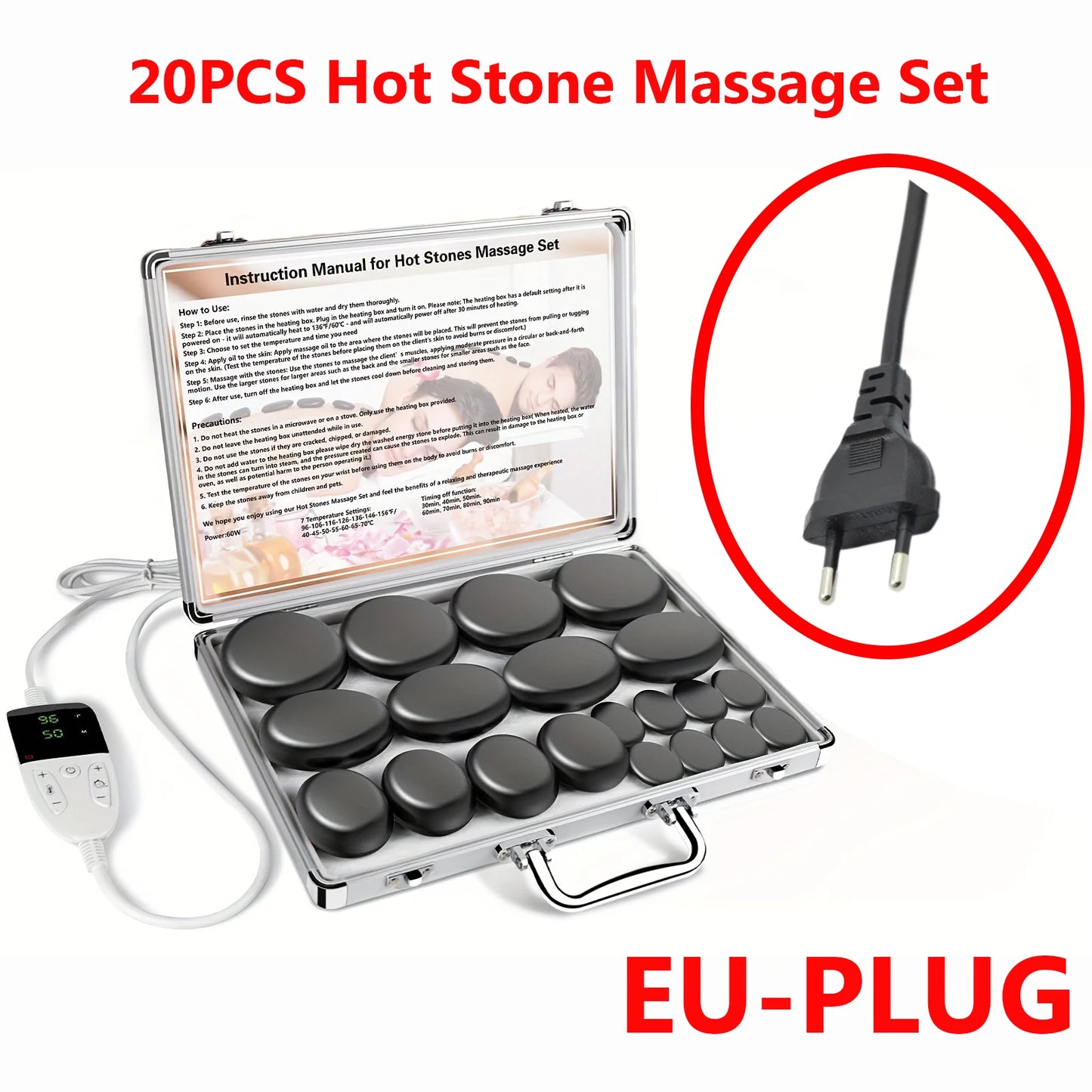 Hot Stone Massage Heater Box with Temperature Control Professional Spa Therapy Tool