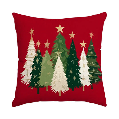 1pc/4pcs Christmas Pillow Cover, Black and Red Buffalo Plaid Celebration Christmas Tree Snowflake Decoration Sofa Cushion Cover
