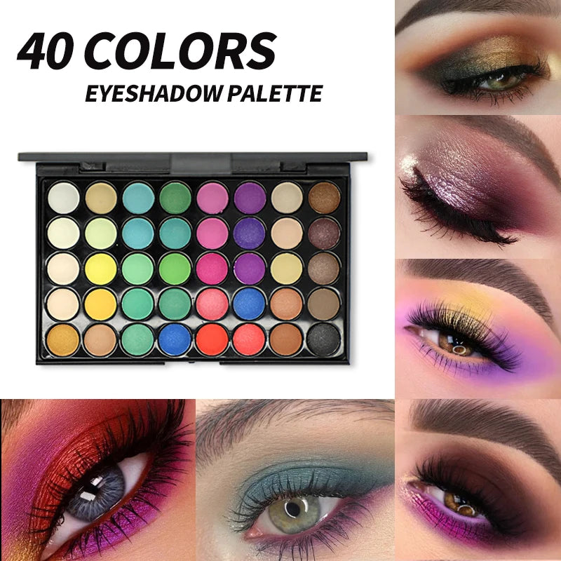 40 Colors Ultimate Eyeshadow Palette Matte & Shimmer Finishes Earth Tones Long-Lasting Smudge Proof Makeup Kit Korea Cosmetics